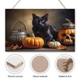 thumbnail image 3 of Funny Black Cat Decor Skull Skeleton Wooden Hanging Sign Happy Halloween Patty Decor All Saints' Day Decor Horror Wood Wall Art Halloween Decoration Indoor Decor 10"x16", 3 of 8