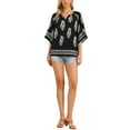 thumbnail image 2 of INSPIRE CHIC Boho Blouses for Women 3/4 Sleeve Notched V Neck Leaves Print Summer Tops S Black, 2 of 6