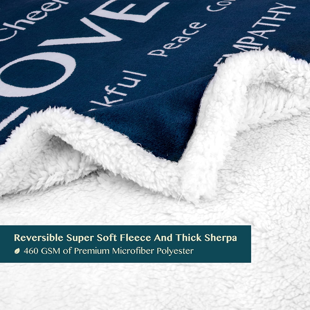 PAVILIA Healing Blanket, Get Well Soon Gift Blanket for Women, Men | Warm Hugs Inspirational Gift, Soft Sherpa Fleece Throw with Positive Energy, Comfort, Love for Recovery (50x60, Navy Blue