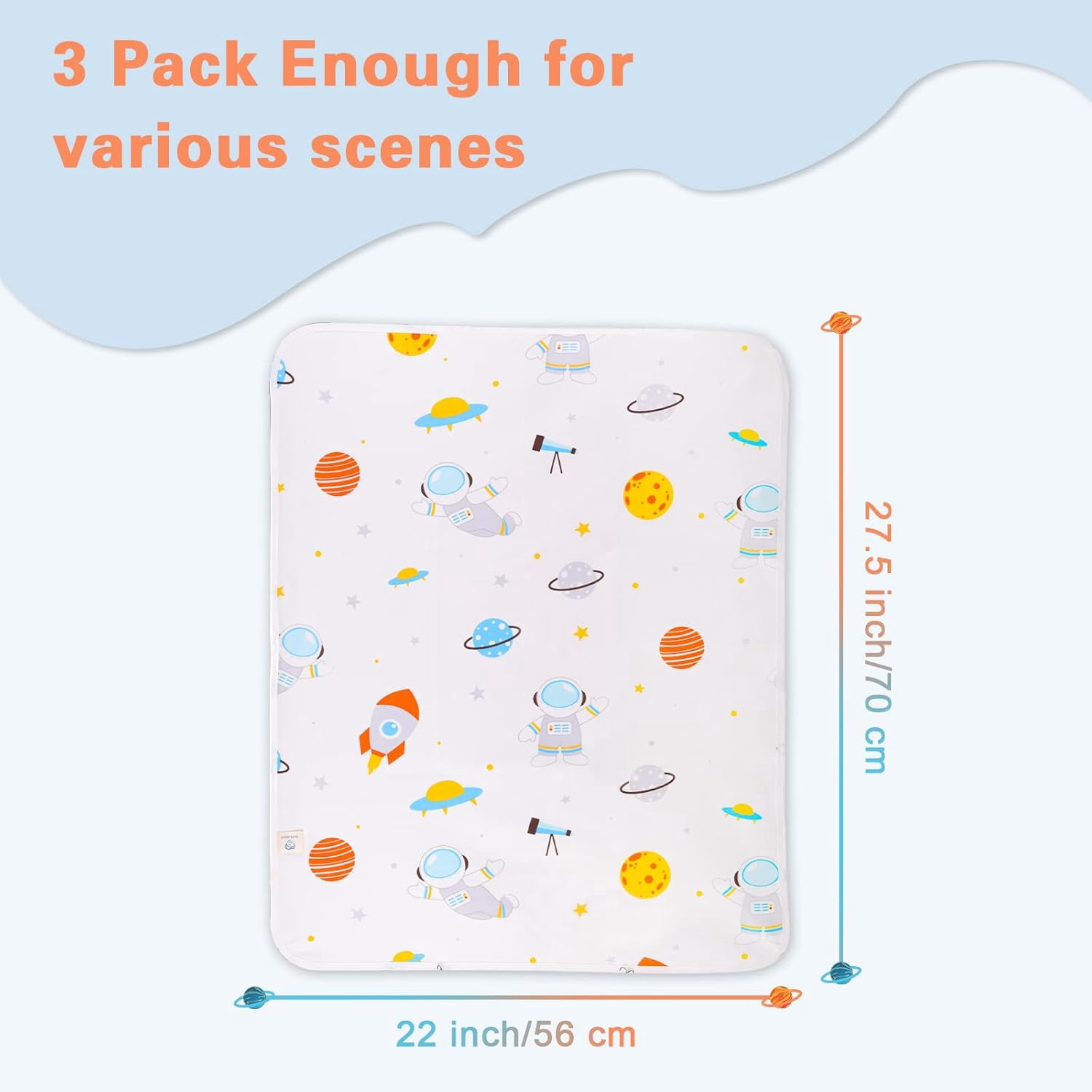 Asung Baby Portable Changing Pad Diaper Urine Baby Mat 27.5"X 22"  Waterproof Pads 3 pack White