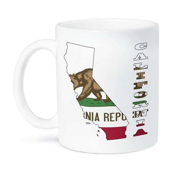 3dRose, California state flag in the outline map and letters of California, 11oz Mug