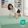 thumbnail image 3 of INGALIK Premium 400TC Quilted Mattress Pad, California King, Cooling Breathable Topper, Fluffy Soft Protector, 8-21" Deep Pocket, Light Green, 3 of 11