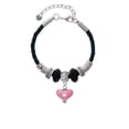 thumbnail image 2 of Delight Jewelry Silvertone Hot Pink Enamel Heart with Cutout Big Sister Celtic Knot Leather Bead Bracelet, 7"+2" Extender, 2 of 4