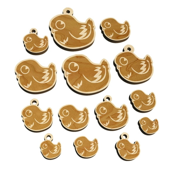 Cute Pigeon Bird Wood Mini Charms Shapes DIY Craft Jewelry - With Hole - Various Sizes (16pcs)