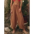 thumbnail image 3 of Delayuji Women's Striped Loose Straight Pant Elastic Waist Pleated Breathable Casual Beach Pants with Pocket Spring Summer Outfit, 3 of 3