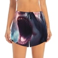 thumbnail image 4 of Lsque Dramatic Shark Attack Printed Women's Running Shorts with Liner Pockets,Elastic Quick Dry Workout Athletic Gym Yoga Shorts,Womens High Waist Shorts-XX-Large, 4 of 9