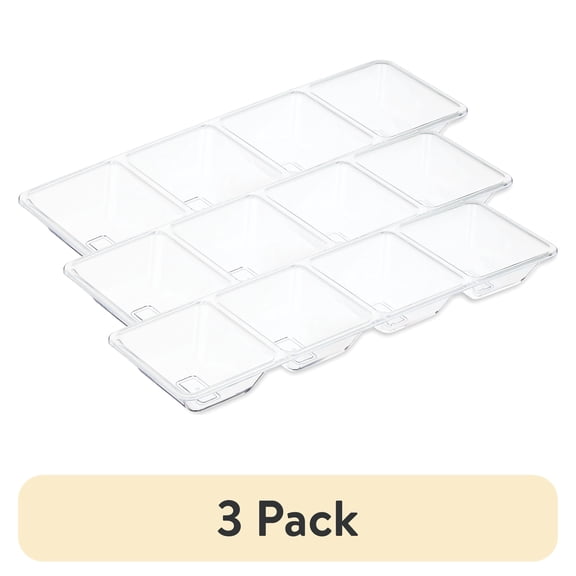 (3 pack) 1 Count, 16 IN Clear Rectangular Plastic Compartment Tray, by Way To Celebrate