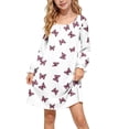 thumbnail image 2 of JOANKDMI Girls Butterfly Pattern Nightgowns Long Sleeve Sleepwear Soft Nightshirt Comfy Casual Lounge Dress Ruffled Cuff Sleep Shirt Pj Nightwear Slumber Party Kids, 2 of 8