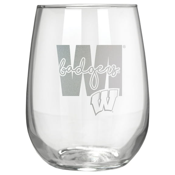 Wisconsin Badgers Etched 17oz. City Stemless Wine Glass