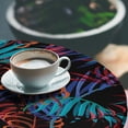 thumbnail image 3 of Ambesonne Tropical Fitted Round Tablecloth, Colorful Palm Leaves Plot, 36"- 40" Diameter, Dark Pink Sea Blue, 3 of 5