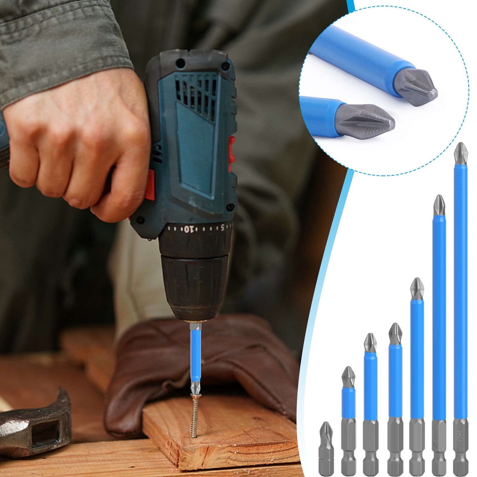 Slip Screwdriver Set Of 7 Steel Screwdriver Tip Screwdriver Head Drill Screwdriver Head