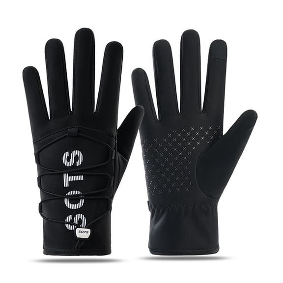 Warm Gloves Thermal Full Finger Gloves Snap Windproof Touchscreen Snow Mittens Black One Size