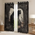 thumbnail image 2 of Feelyou Western Black Cat Black Out Curtains for Teens, Vintage Rose Flower Curtains Pack of 2 (42x63 Each), Hippie Gothic Animal Bedroom Curtains, Living Room Curtains Decor, 2 of 6