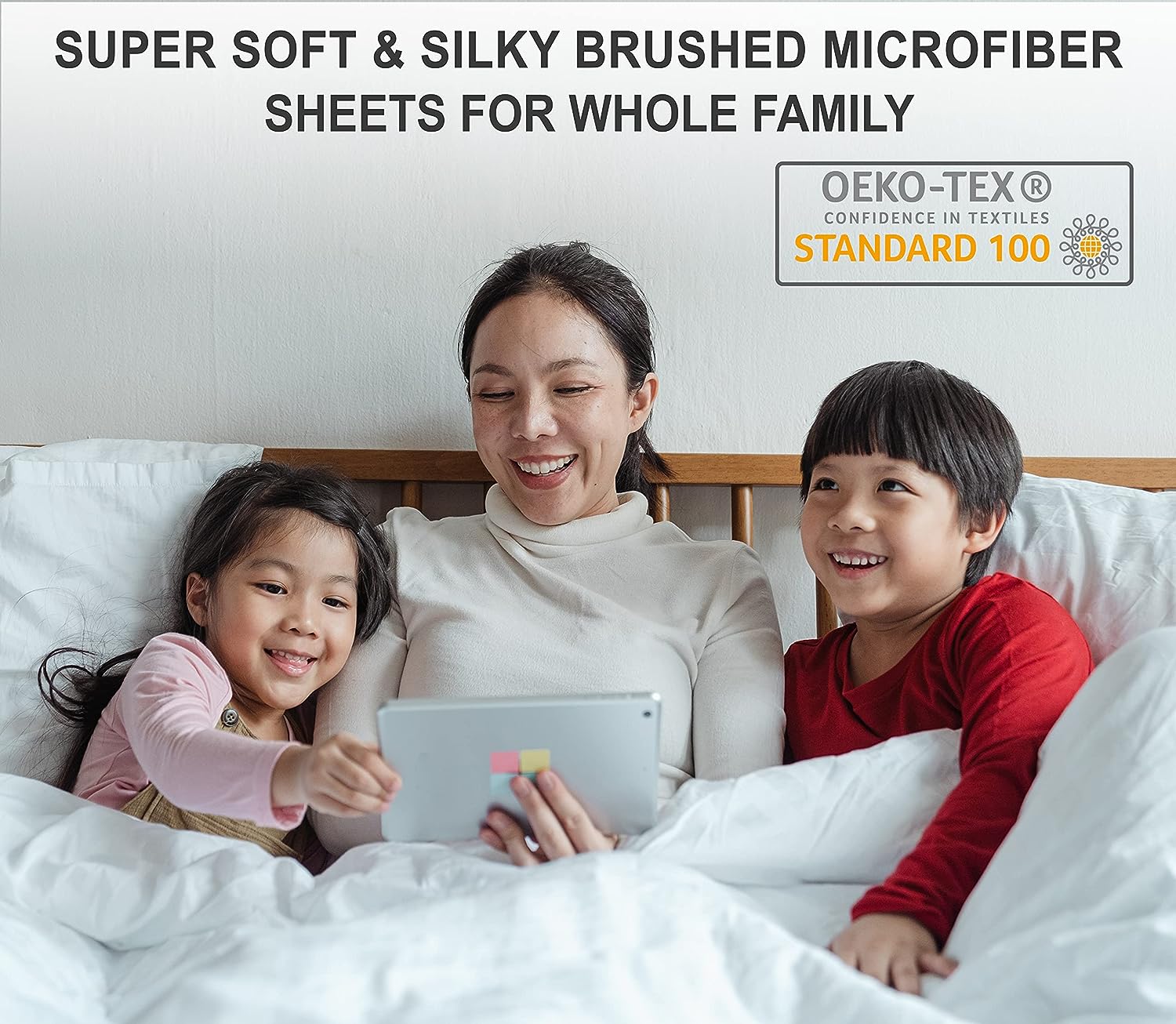 Ruvanti Queen Microfiber Sheet Set, White, 4-Piece photo 8