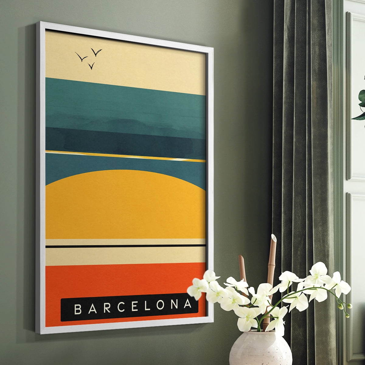 Summer Abroad II Framed Print in White Solid Wood Framed Print No Nail Hanging