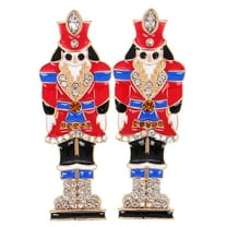 Gymnture Nutcracker Rhinestone Earrings Christmas Earrings Nutcracker Soldier Shaped Earrings Cute Holiday Ornament For Holiday Party Favor