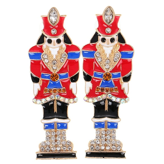 Gymnture Nutcracker Rhinestone Earrings Christmas Earrings Nutcracker Soldier Shaped Earrings Cute Holiday Ornament For Holiday Party Favor
