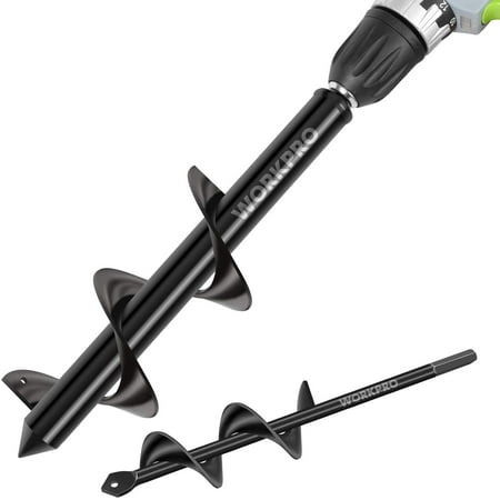 

WORKPRO 2-Piece Auger Drill Bit 1.6 x9 and 3 x12 Garden Auger Spiral Drill Bit for 3/8 Hex Drive Drill Hole Digger