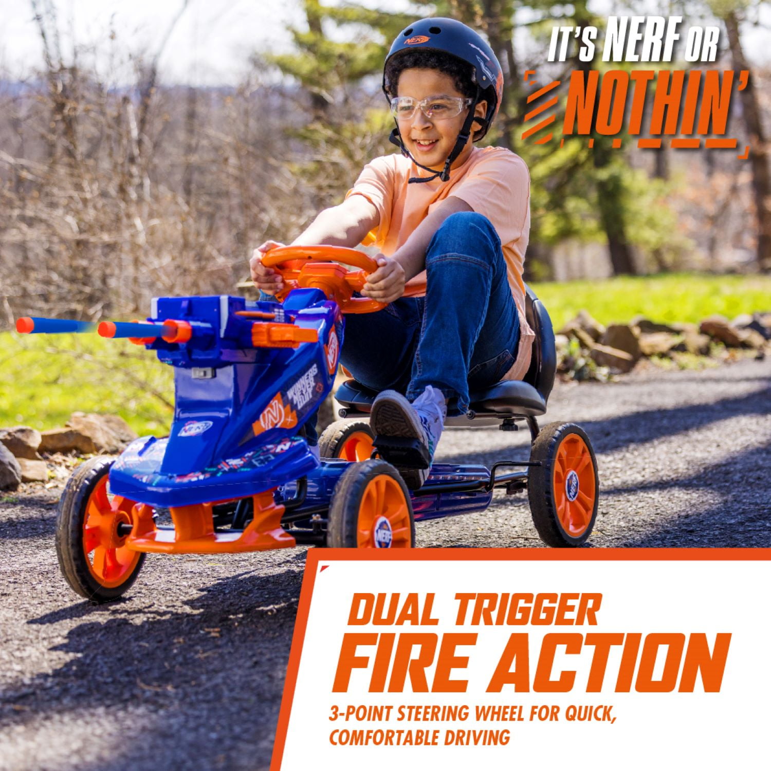 Nerf Pedal Cart with Attached Dual Blaster, for Boys and Girls, Ages 6 and up. Darts Included.