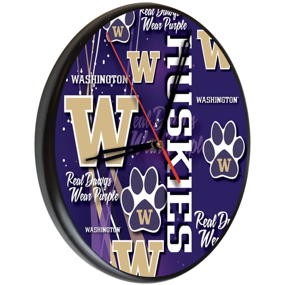 University of Washington 13" Solid Wood Clock