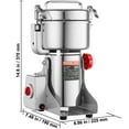 thumbnail image 2 of VEVOR Electric Grain Mill Grinder,  1000g High Speed 3000W Commercial Spice Grinders, Stainless Steel Pulverizer Powder Machine, for Dry Cereals Coffee Corn Pepper, Swing Type, 2 of 9