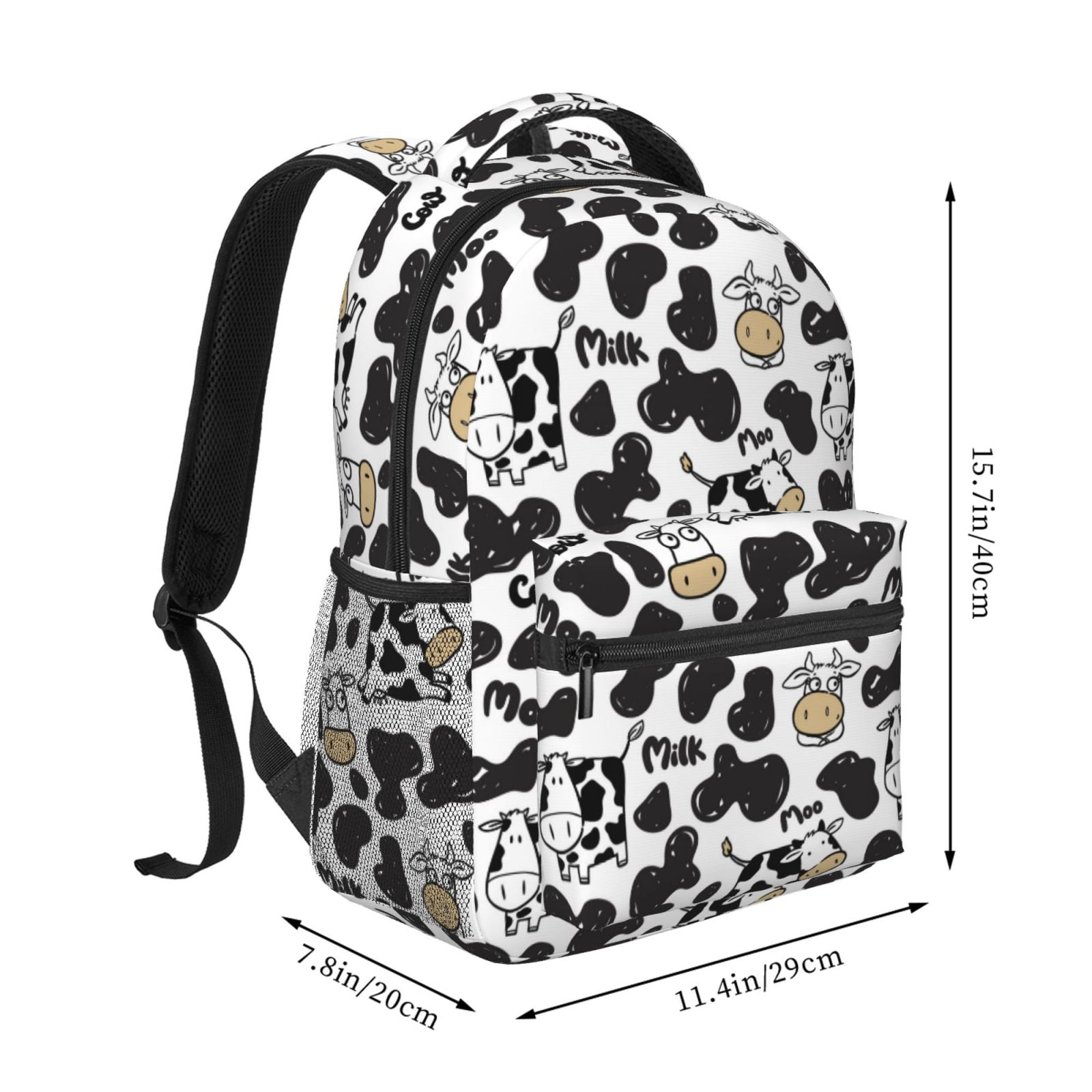 Horeoi Cow Print Eco-Friendly Lightweight Student Backpack for School Travel - Ergonomic Padded Laptop Compartment & Multi-Pocket Design
