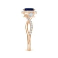 thumbnail image 3 of Angara Natural 0.85 Ct. Blue Sapphire with Diamond Halo Ring in 14K Rose Gold for Women (Ring Size: 12), 3 of 10