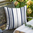 thumbnail image 3 of Throw Pillow Covers, Navy Blue Vertical Stripes 24x24 Pillow Covers for Couch/Sofa/Bed, Geometric Farmhouse Striped Decorative Square Linen Cushion Pillowcase for Home Decor, 3 of 9