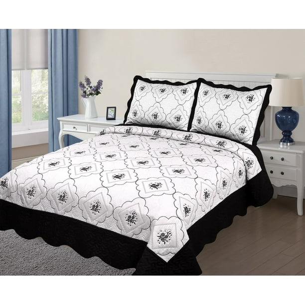 3PC Quilted Bedspread Cover Oversized Extra Twin Size High Quality