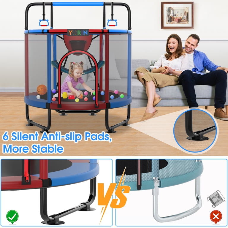 YORIN, Kids Trampoline, 65'', Indoor Outdoor with Enclosure Net
