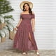 thumbnail image 2 of Vestido HUOGUO para mujer, talla grande, hombros descubiertos, estampado floral, 2 of 5