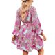 thumbnail image 4 of Women 2023 Fashion Sexy Wrap V Neck Mini Dresses Puff Long Sleeve High Waist Belted Swing Ruffle Hem Aline Short Dress orange XL, 4 of 5