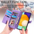 thumbnail image 3 of TECH CIRCLE Zipper Wallet Case for iPhone 11 Embossed Flower Pattern PU Leather Case with Wrist Lanyard Card Slots Magnetic Kickstand Protective Case for iPhone 11,Purple, 3 of 7