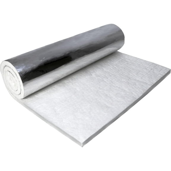 Aluminum Foil Faced Ceramic Fiber Blanket- 1/2" x 24" x 60" - 2400F - 8# - High Temperature Insulation For Furnace - Kiln - Forge - Fireplace - Pizza Oven