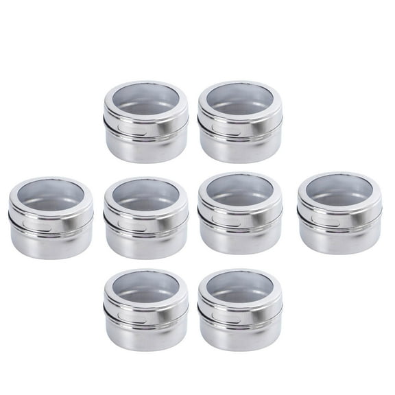 Magnetic Spice Jars with Stainless Steel Base Airtight Kitchen Storage Containers Shaker Lids