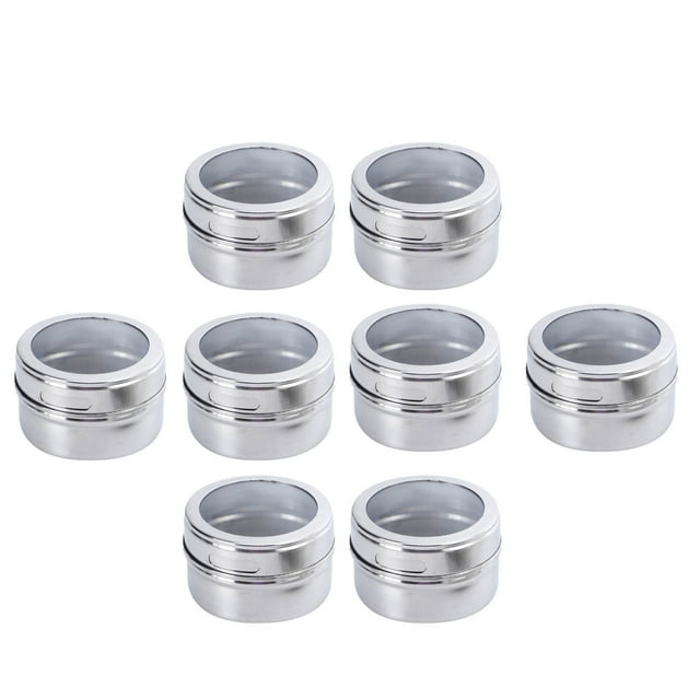 Contenants à Épices à Moins de 5$! CQCYD Pots à Épices Magnétiques, Contenants à Condiments en Acier Inoxydable avec Support, Shakers à Assaisonnement Visible pour Cuisine, Bocaux de Rangement Hermétiques avec Port de Distribution, Ensemble de 1/8 Pce