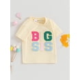thumbnail image 3 of FEORJGP Toddler Girls Summer T-Shirts 1-5Y Kids Short Sleeve Shirts Fuzzy Letter Embroidery Crew Neck Pullover Loose Casual Fashion Tops, 3 of 9