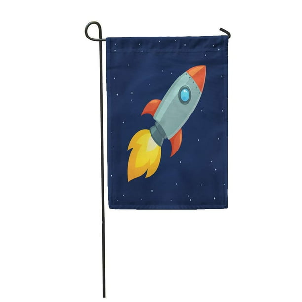 SIDONKU Red Cartoon Rocket on Space Simple Flying Spaceship Drawing Garden Flag Decorative Flag House Banner 12x18 inch SIDONKU Red Cartoon Rocket on Space Simple Flying Spaceship Drawing Garden Flag Decorative Flag House Banner 12x18 inch