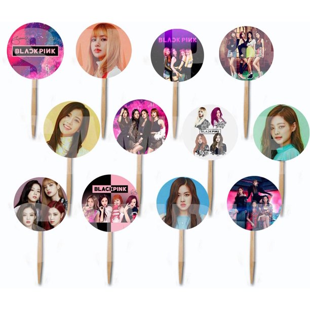 black pink cupcake picks cake toppers 12 pcs k pop south korean girl band girl band jisoo jennie rosa c lisa walmart com