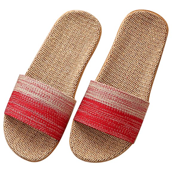 Raindrops 1 Pair House Slippers for Women Summer Season Breathable Soft Sole Linen