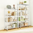 thumbnail image 4 of Fenbeli Storage Shelves,5-Tier Foldable Metal Wire Storage Shelf with Wheels, Heavy Duty Organizer Rack for Garage, Kitchen, Closet, White, 4 of 9