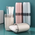 thumbnail image 3 of Toothbrush Case Portable Toothpaste Container Dust-Proof Sanitary Plastic Daily Use Simple Toothburshes Holder College Hiking four cups-pink, 3 of 8