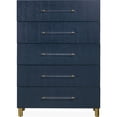 thumbnail image 2 of Modus Furniture Argento Five Drawer Chest in Navy Blue and Burnished Brass (2024), 2 of 5