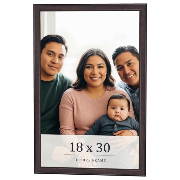 18x30 Rustic Brown Real Wood Picture Frame Width 0.75 inches | Interior Frame Depth 0.5 inches |