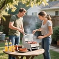 thumbnail image 3 of Portable Propane Gas Grill Tabletop, Burner Stainless Steel Propane Grill with Folding Legs & Locking Lid for Camping, Tailgating, Outdoor BBQ 10,000 BTU, 3 of 7