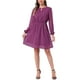 thumbnail image 2 of Vestido de fiesta de mujer Inspire Chic con escote en V, mangas largas, falda acampanada y línea A, color púrpura ciruela, 2 of 5