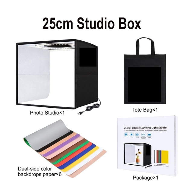 Lightbox 80 60 40 30cm Photo Ring LED Light Studio Box 6 12 Color Backgrounds Tabletop Photography Soft Shooting Tent Box ,Easy to Use