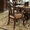 thumbnail image 5 of Miekor Furniture Traditional Formal Armchairs Set of 2 Cherry Finish with Gold Tipping Fabric Upholstery Wooden Dining Room Furniture W5U307, 5 of 7
