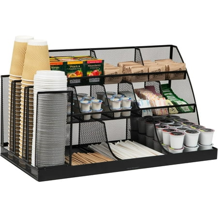 

Condiment Station Countertop Org Coffee Bar Kitchen Metal Mesh 23.75 L x 11.5 W x 12.5 H Black