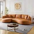 thumbnail image 2 of Kevinplus Modern Sectional curved Sofa Couch for Living Room,Upholstered 5-Seat Sofa Couch Eco-leather Couch Set for Apartment Office,Orange, 2 of 15